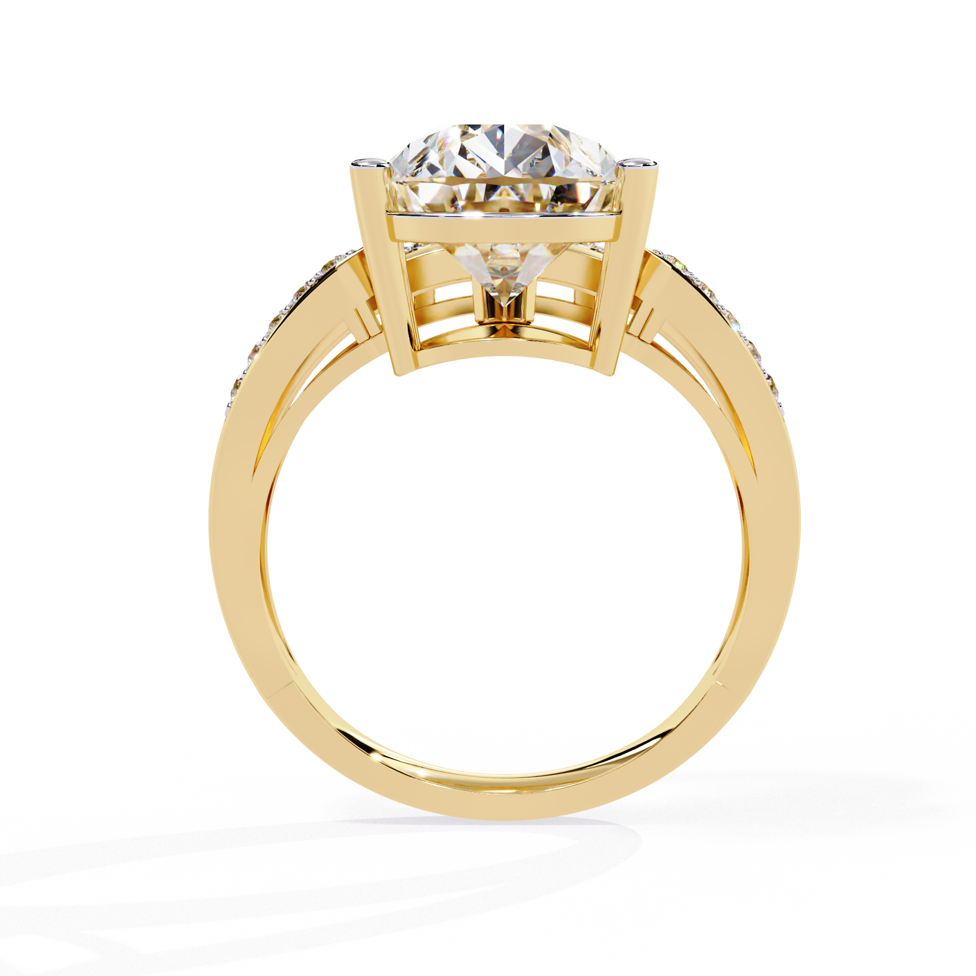 Solitairekart 5.78 ct Lab Grown Diamond Halo Pear Cut Ring in 14k Yellow Gold.